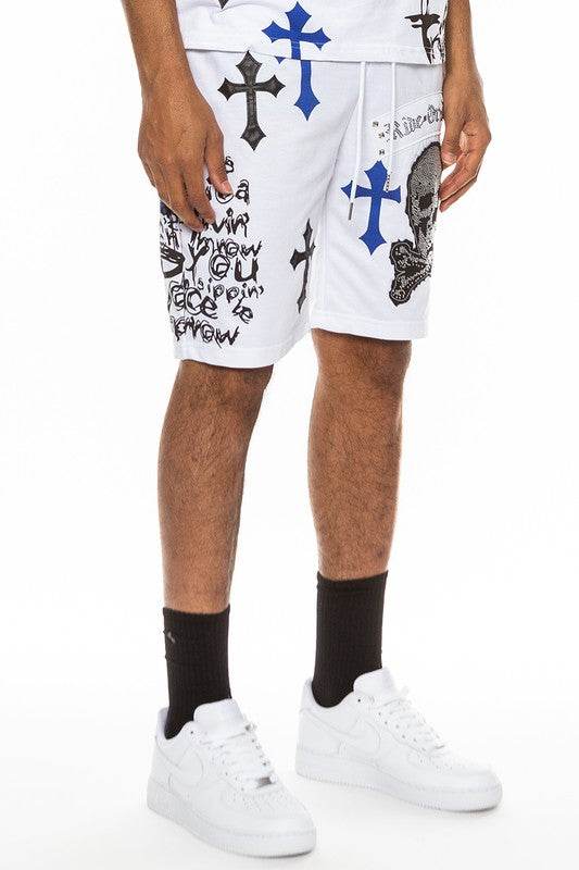 Weiv Mens Chrome Cross Skull Shorts - Shop Style & More | Fresh Looks, Everyday Deals & Free Shipping