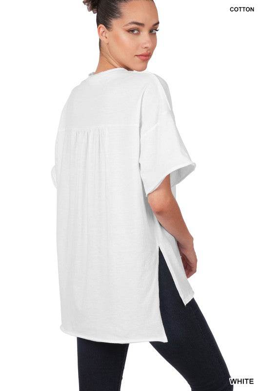Raw Edge Hi-Low Hem Box Top - Shop Style & More | Fresh Looks, Everyday Deals & Free Shipping