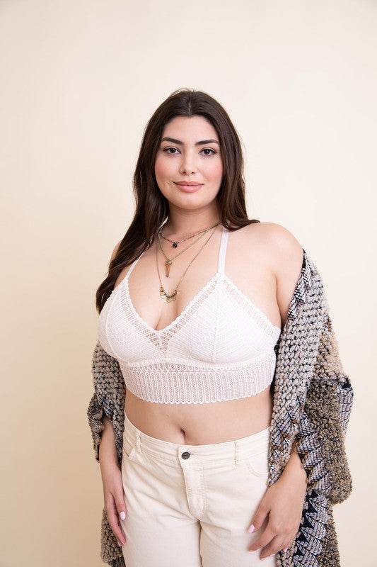 Plus Size Ribbed Lace Boho Racerback Bralette - Shop Style & More | Fresh Looks, Everyday Deals & Free Shipping