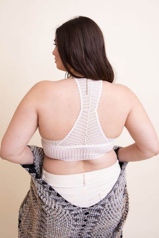 Plus Size Ribbed Lace Boho Racerback Bralette - Shop Style & More | Fresh Looks, Everyday Deals & Free Shipping
