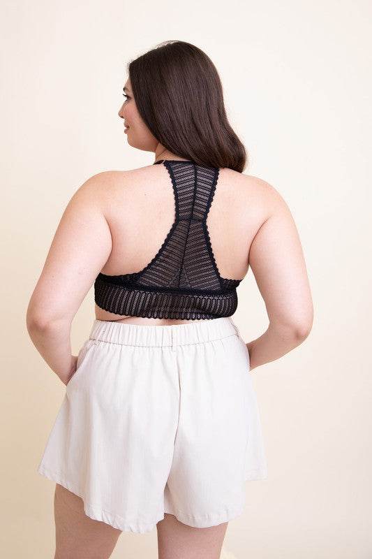 Plus Size Ribbed Lace Boho Racerback Bralette - Shop Style & More | Fresh Looks, Everyday Deals & Free Shipping