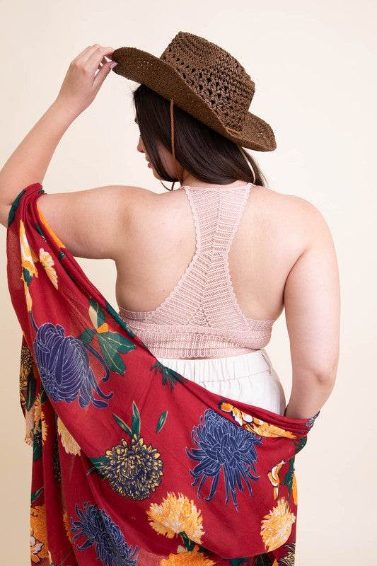 Plus Size Ribbed Lace Boho Racerback Bralette - Shop Style & More | Fresh Looks, Everyday Deals & Free Shipping
