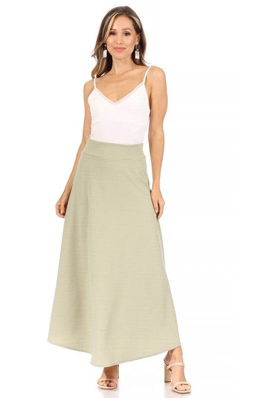 Solid, high waisted, A-line, midi skirt - Shop Style & More | Fresh Looks, Everyday Deals & Free Shipping