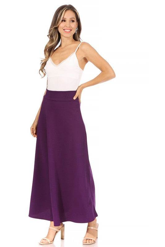 Solid, high waisted, A-line, midi skirt - Shop Style & More | Fresh Looks, Everyday Deals & Free Shipping