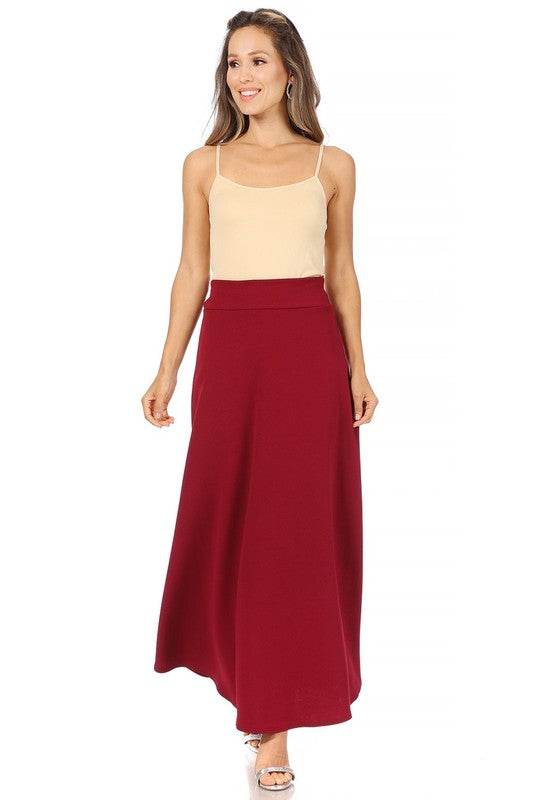 Solid, high waisted, A-line, midi skirt - Shop Style & More | Fresh Looks, Everyday Deals & Free Shipping