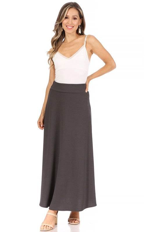 Solid, high waisted, A-line, midi skirt - Shop Style & More | Fresh Looks, Everyday Deals & Free Shipping