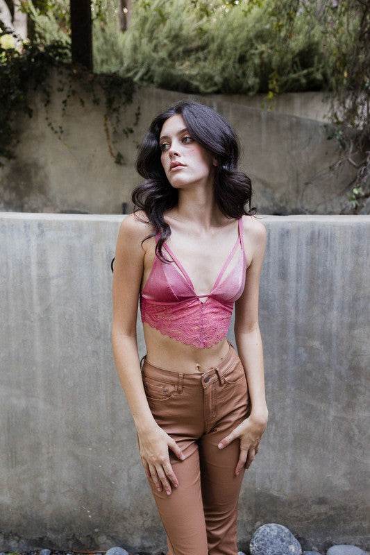 Velvet longline Lace Bralette - Shop Style & More | Fresh Looks, Everyday Deals & Free Shipping