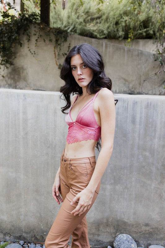 Velvet longline Lace Bralette - Shop Style & More | Fresh Looks, Everyday Deals & Free Shipping