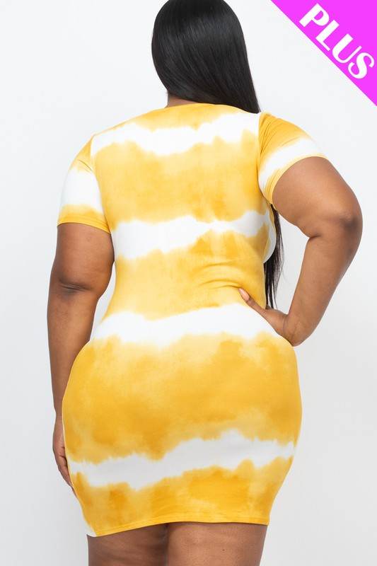 PLUS Size Stripe Tie-Dye Printed Midi Dress - Shop Style & More | Fresh Looks, Everyday Deals & Free Shipping