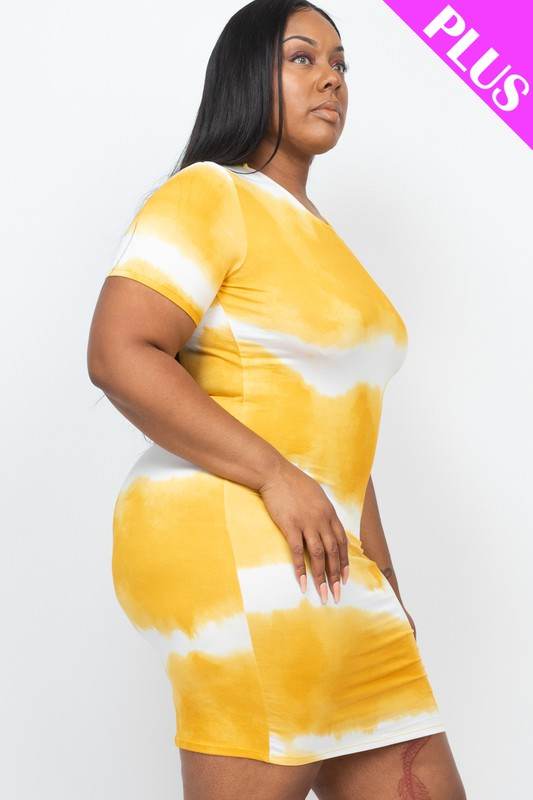 PLUS Size Stripe Tie-Dye Printed Midi Dress - Shop Style & More | Fresh Looks, Everyday Deals & Free Shipping