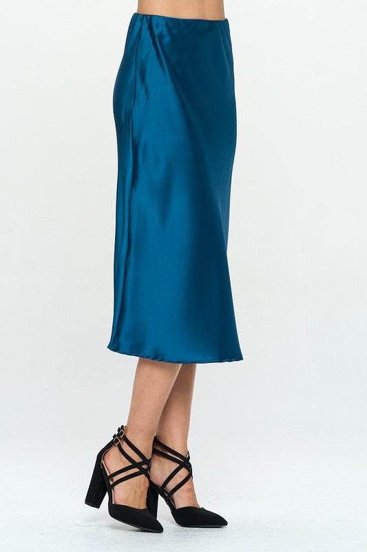 Made in USA Solid Satin Midi Skirt - Shop Style & More | Fresh Looks, Everyday Deals & Free Shipping