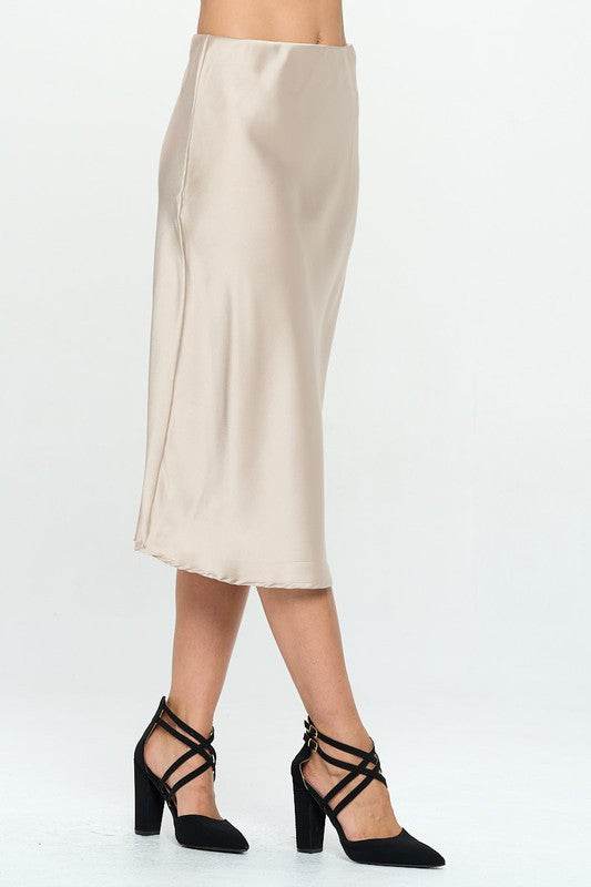 Made in USA Solid Satin Midi Skirt - Shop Style & More | Fresh Looks, Everyday Deals & Free Shipping