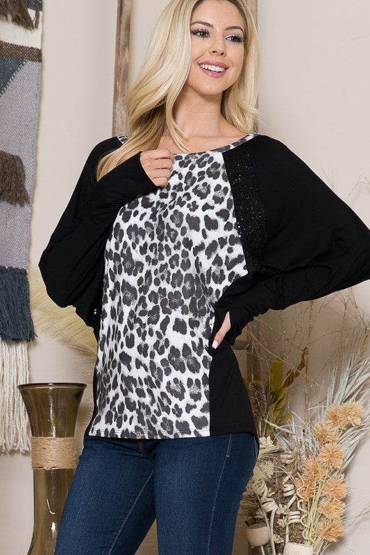 Mixed Media Dolman Knit Top with Thumbhole - Shop Style & More | Fresh Looks, Everyday Deals & Free Shipping