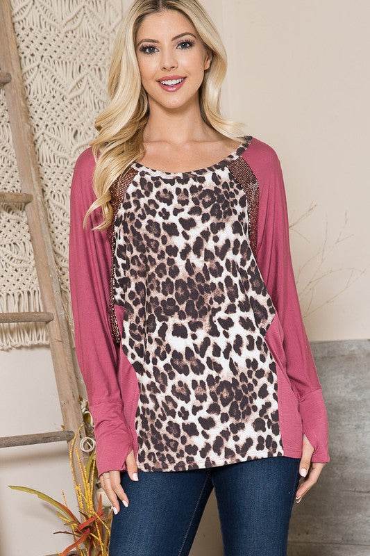 Mixed Media Dolman Knit Top with Thumbhole - Shop Style & More | Fresh Looks, Everyday Deals & Free Shipping