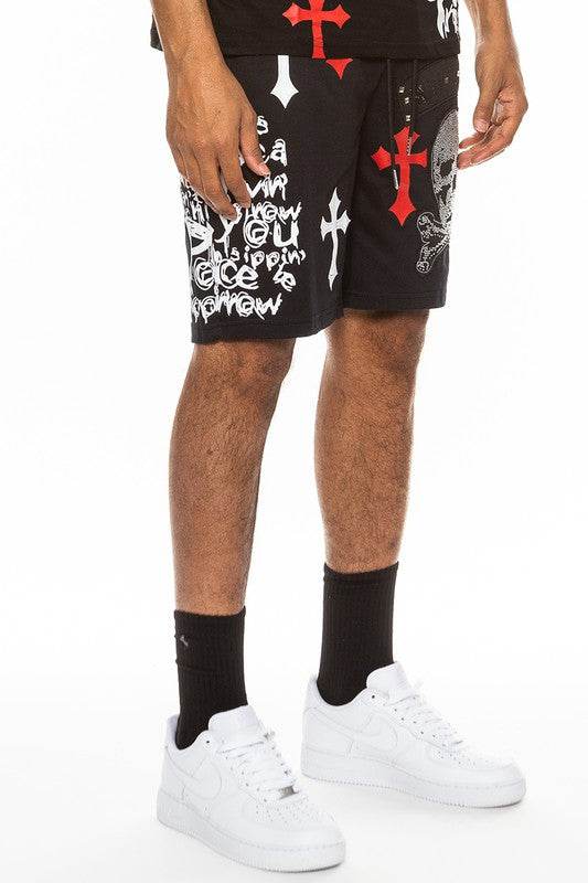 Weiv Mens Chrome Cross Skull Shorts - Shop Style & More | Fresh Looks, Everyday Deals & Free Shipping