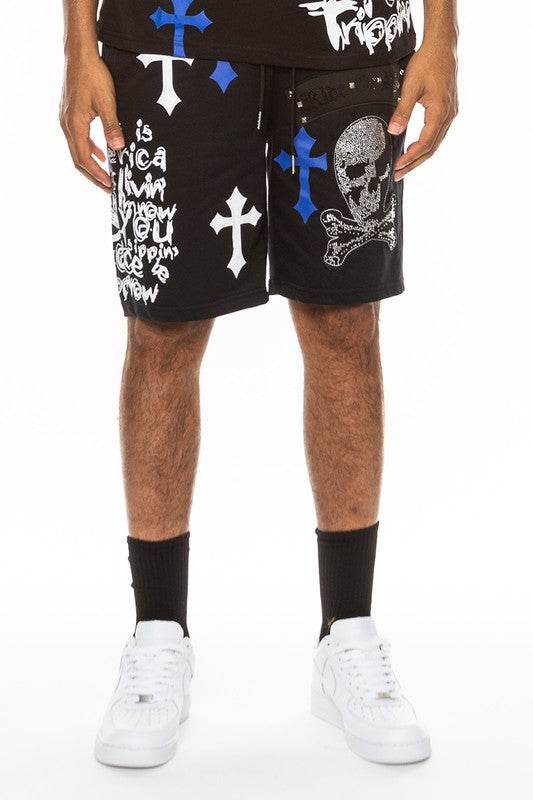 Weiv Mens Chrome Cross Skull Shorts - Shop Style & More | Fresh Looks, Everyday Deals & Free Shipping