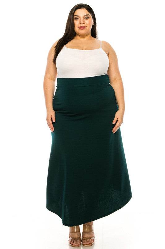 Plus size, solid, high waisted, A-line, midi skirt - Shop Style & More | Fresh Looks, Everyday Deals & Free Shipping