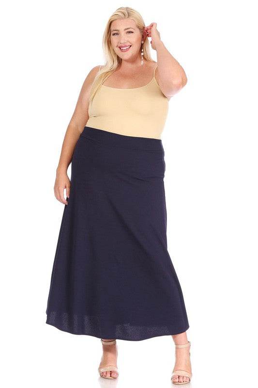 Plus size, solid, high waisted, A-line, midi skirt - Shop Style & More | Fresh Looks, Everyday Deals & Free Shipping