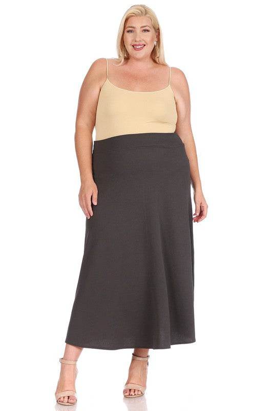 Plus size, solid, high waisted, A-line, midi skirt - Shop Style & More | Fresh Looks, Everyday Deals & Free Shipping