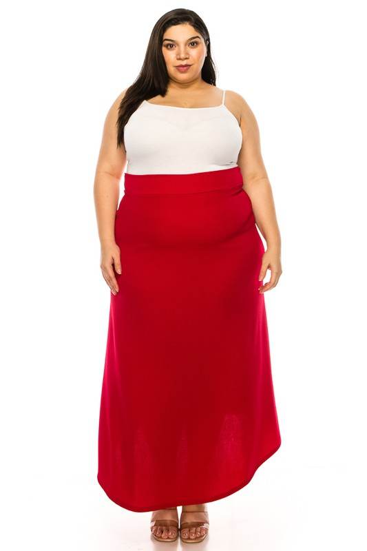 Plus size, solid, high waisted, A-line, midi skirt - Shop Style & More | Fresh Looks, Everyday Deals & Free Shipping