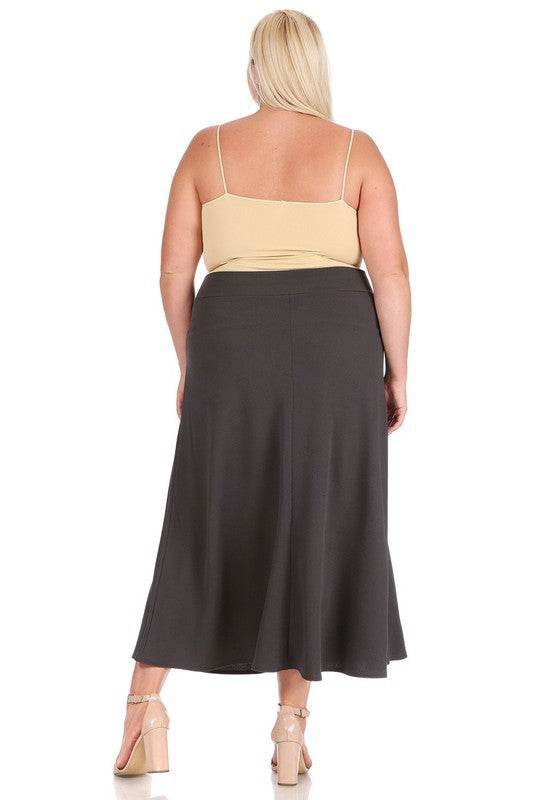 Plus size, solid, high waisted, A-line, midi skirt - Shop Style & More | Fresh Looks, Everyday Deals & Free Shipping