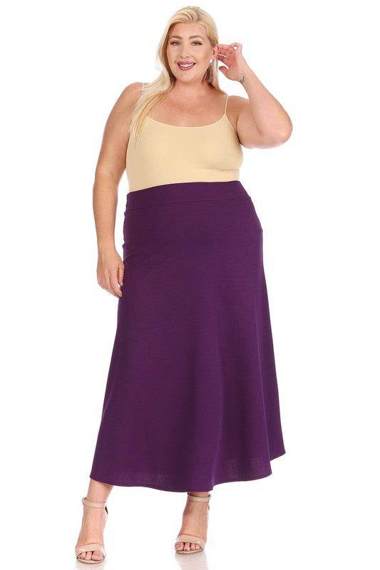 Plus size, solid, high waisted, A-line, midi skirt - Shop Style & More | Fresh Looks, Everyday Deals & Free Shipping