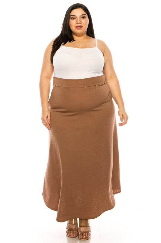 Plus size, solid, high waisted, A-line, midi skirt - Shop Style & More | Fresh Looks, Everyday Deals & Free Shipping