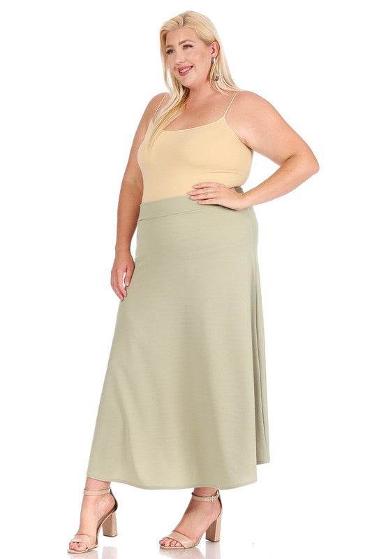 Plus size, solid, high waisted, A-line, midi skirt - Shop Style & More | Fresh Looks, Everyday Deals & Free Shipping