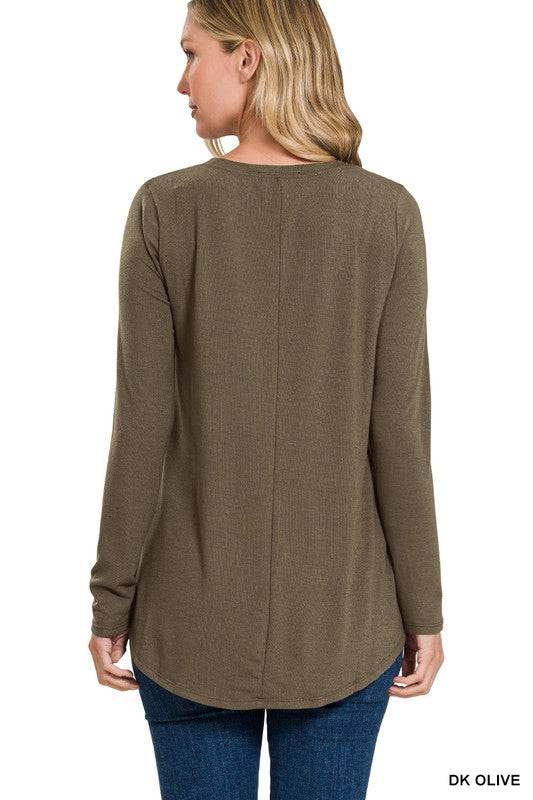 Long Sleeve Round Neck & Round Hem Top - Shop Style & More | Fresh Looks, Everyday Deals & Free Shipping