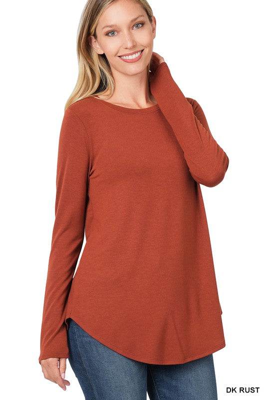 Long Sleeve Round Neck & Round Hem Top - Shop Style & More | Fresh Looks, Everyday Deals & Free Shipping