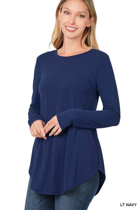 Long Sleeve Round Neck & Round Hem Top - Shop Style & More | Fresh Looks, Everyday Deals & Free Shipping