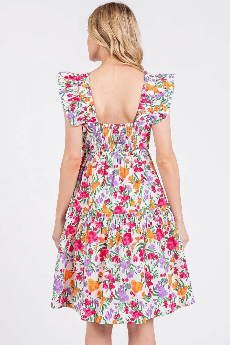 Mittoshop Flower Print Ruffle Shoulder A-line Mini Dress - Shop Style & More | Fresh Looks, Everyday Deals & Free Shipping