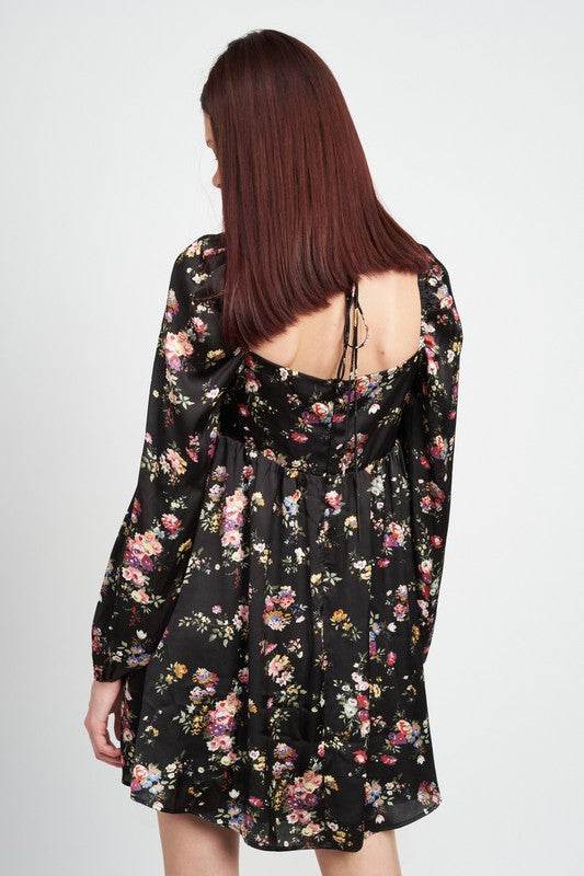 FLORAL LONG SLEEVE BABY DOLL DRESS - Shop Style & More | Fresh Looks, Everyday Deals & Free Shipping