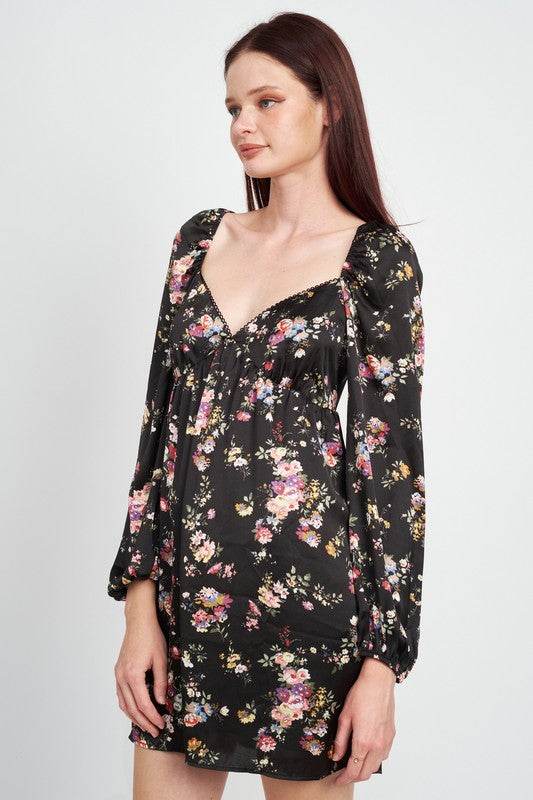 FLORAL LONG SLEEVE BABY DOLL DRESS - Shop Style & More | Fresh Looks, Everyday Deals & Free Shipping