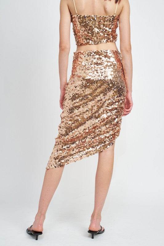 SEQUIN SHIRRED MIDI SKIRT - Shop Style & More | Fresh Looks, Everyday Deals & Free Shipping
