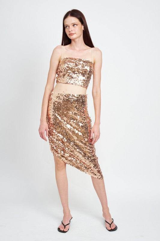 SEQUIN SHIRRED MIDI SKIRT - Shop Style & More | Fresh Looks, Everyday Deals & Free Shipping