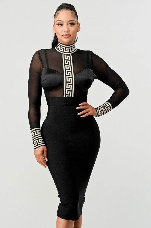 ATHINA HOLIDAY MESH CONTRAST PRINT BANDAGE - Shop Style & More | Fresh Looks, Everyday Deals & Free Shipping