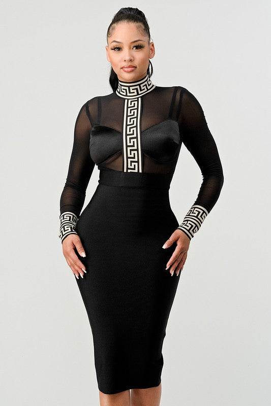 ATHINA HOLIDAY MESH CONTRAST PRINT BANDAGE - Shop Style & More | Fresh Looks, Everyday Deals & Free Shipping