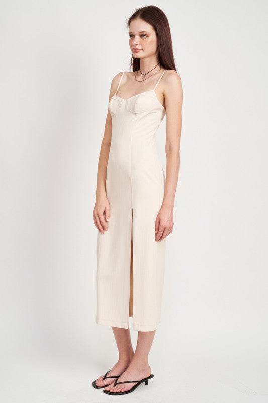 SPAGHETTI STRAP MIDI DRESS WITH SLIT - Shop Style & More | Fresh Looks, Everyday Deals & Free Shipping