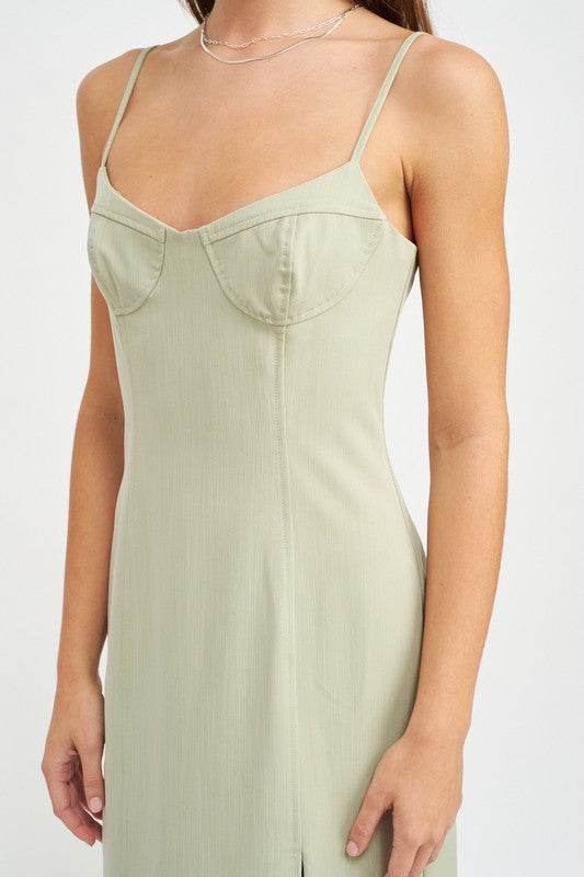 SPAGHETTI STRAP MIDI DRESS WITH SLIT - Shop Style & More | Fresh Looks, Everyday Deals & Free Shipping