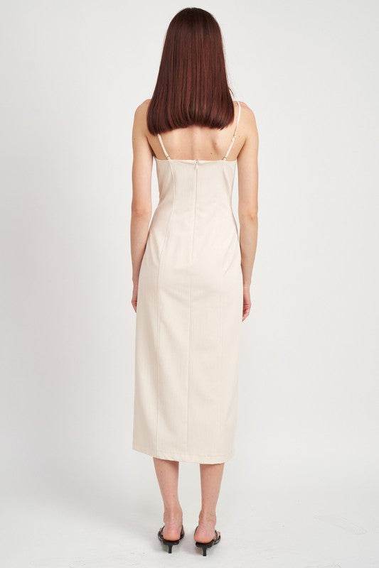 SPAGHETTI STRAP MIDI DRESS WITH SLIT - Shop Style & More | Fresh Looks, Everyday Deals & Free Shipping
