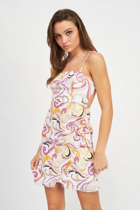 MINI PRINTED OPEN BACK DRESS - Shop Style & More | Fresh Looks, Everyday Deals & Free Shipping