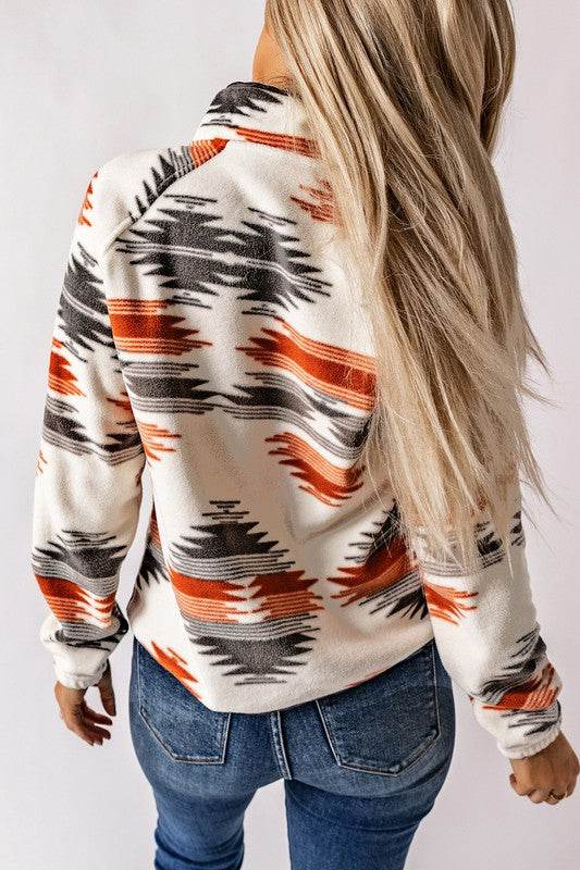 Western Aztec Snap Buttoned Fleece Jacket - Shop Style & More | Fresh Looks, Everyday Deals & Free Shipping