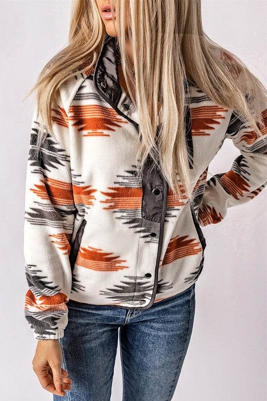 Western Aztec Snap Buttoned Fleece Jacket - Shop Style & More | Fresh Looks, Everyday Deals & Free Shipping