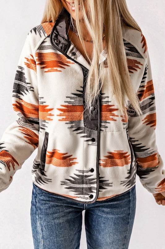 Western Aztec Snap Buttoned Fleece Jacket - Shop Style & More | Fresh Looks, Everyday Deals & Free Shipping