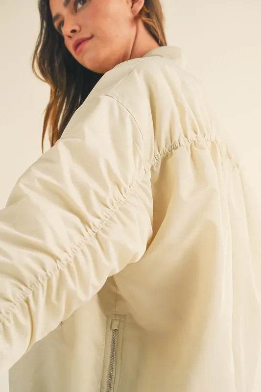MABLE Back Ruched Utiltiy Bomber Jacket - Shop Style & More | Fresh Looks, Everyday Deals & Free Shipping