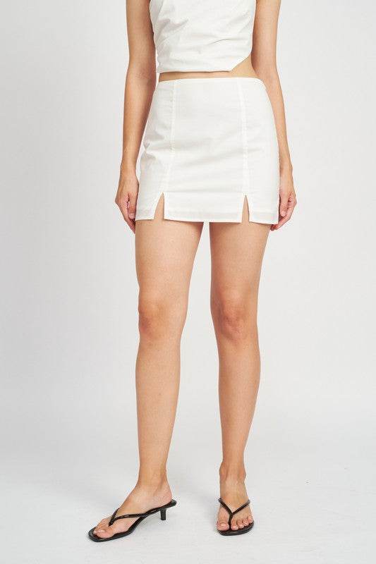 HIGH WAIST MINI SKIRT WITH SLITS - Shop Style & More | Fresh Looks, Everyday Deals & Free Shipping
