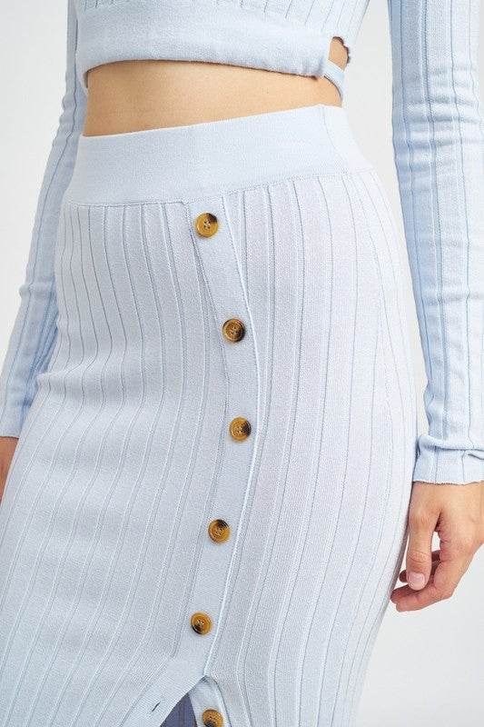 MIDI SKIRT WTIH SIDE BUTTON DETAIL - Shop Style & More | Fresh Looks, Everyday Deals & Free Shipping