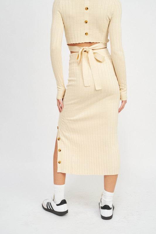 MIDI SKIRT WTIH SIDE BUTTON DETAIL - Shop Style & More | Fresh Looks, Everyday Deals & Free Shipping
