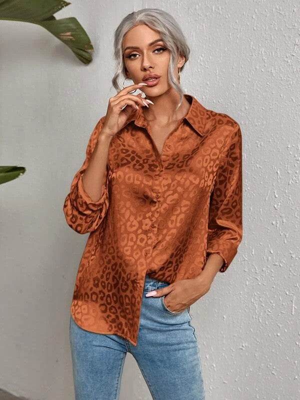Satin leopard print button down shirt - Shop Style & More | Fresh Looks, Everyday Deals & Free Shipping